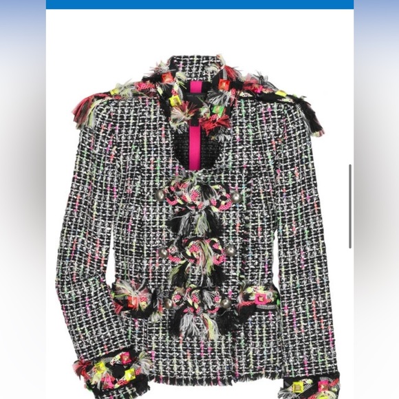 VINTAGE Marc Jacobs Embellished Tweed Military Jacket in size 6 - Picture 2 of 11